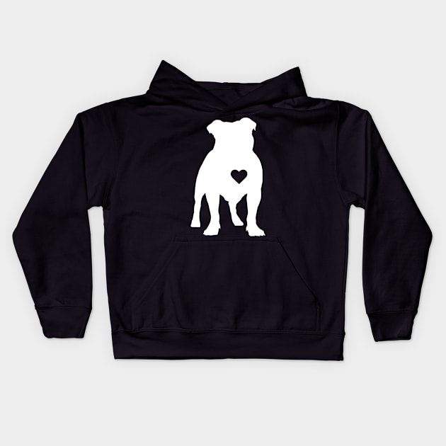 Bulldog Heart Silhouette Kids Hoodie by LetsBeginDesigns